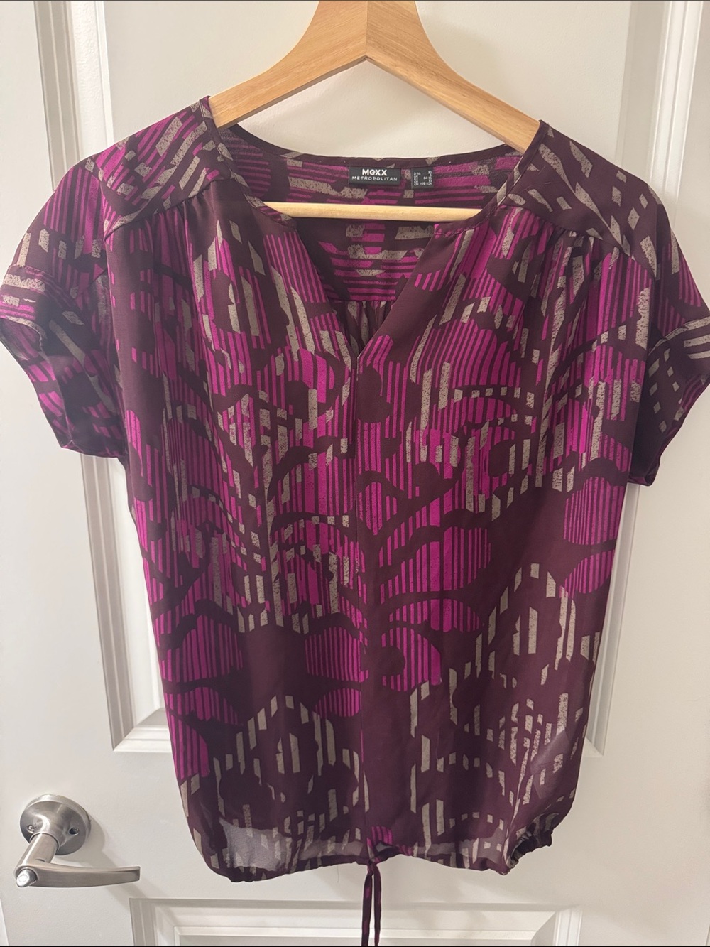 MEXX Purple & Magenta Abstract Print Short Sleeve Blouse